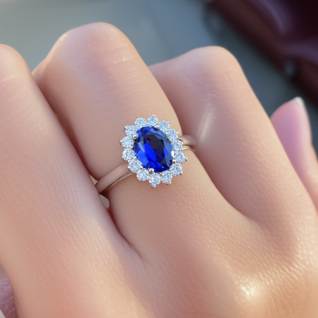 Oval Cut Burmese Sapphire Ring
