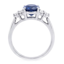 Oval Cut Ceylon Sapphire And Round Natural Earth Mined DIAMOND ( NOT LAB GROWN )s Engagement Ring 3.40 Ct