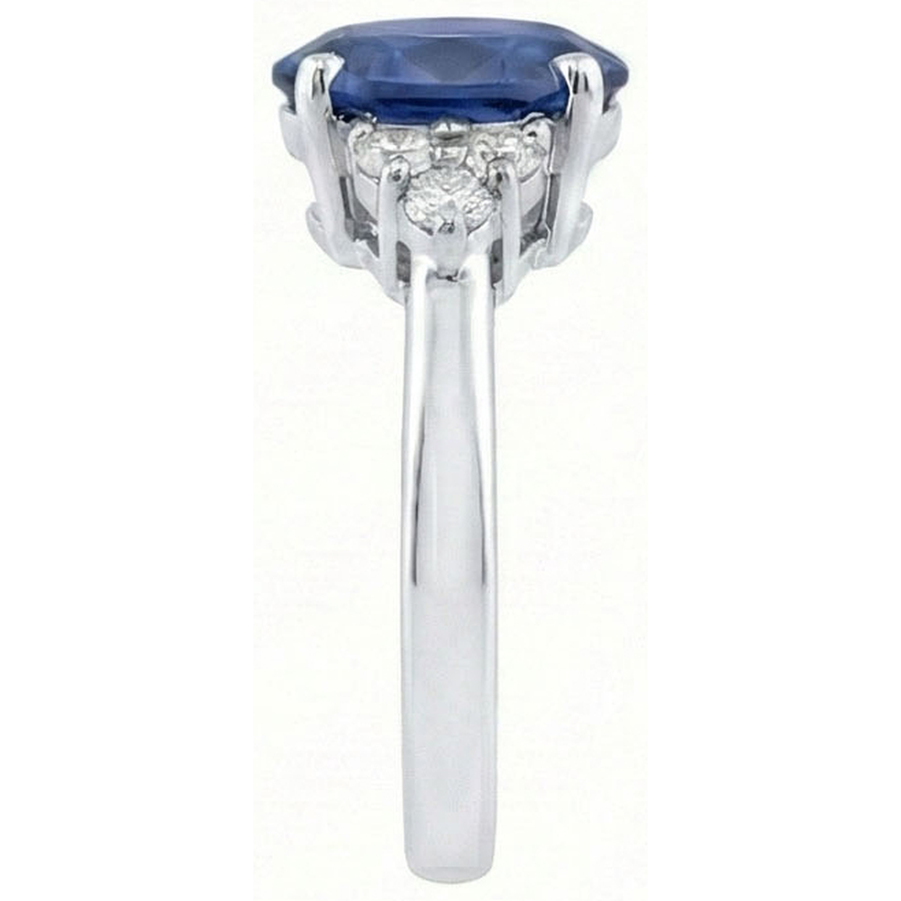 Oval Cut Ceylon Sapphire And Round Natural Earth Mined DIAMOND ( NOT LAB GROWN )s Engagement Ring 3.40 Ct