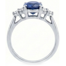 Oval Cut Ceylon Sapphire And Round Natural Earth Mined DIAMOND ( NOT LAB GROWN )s Engagement Ring 3.40 Ct