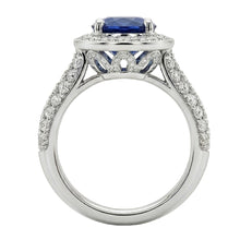 Oval Cut Ceylon Sapphire With Round Natural Earth Mined Diamonds 4 Ct Ring White