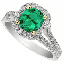 Colombian Emerald Gemstone Ring 2-ct 14 Karat Two Tone Gold – angle view