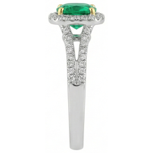 Earth-Mined Colombian Emerald Gemstone Ring 2 ct 14 Karat Two Tone Gold – top view