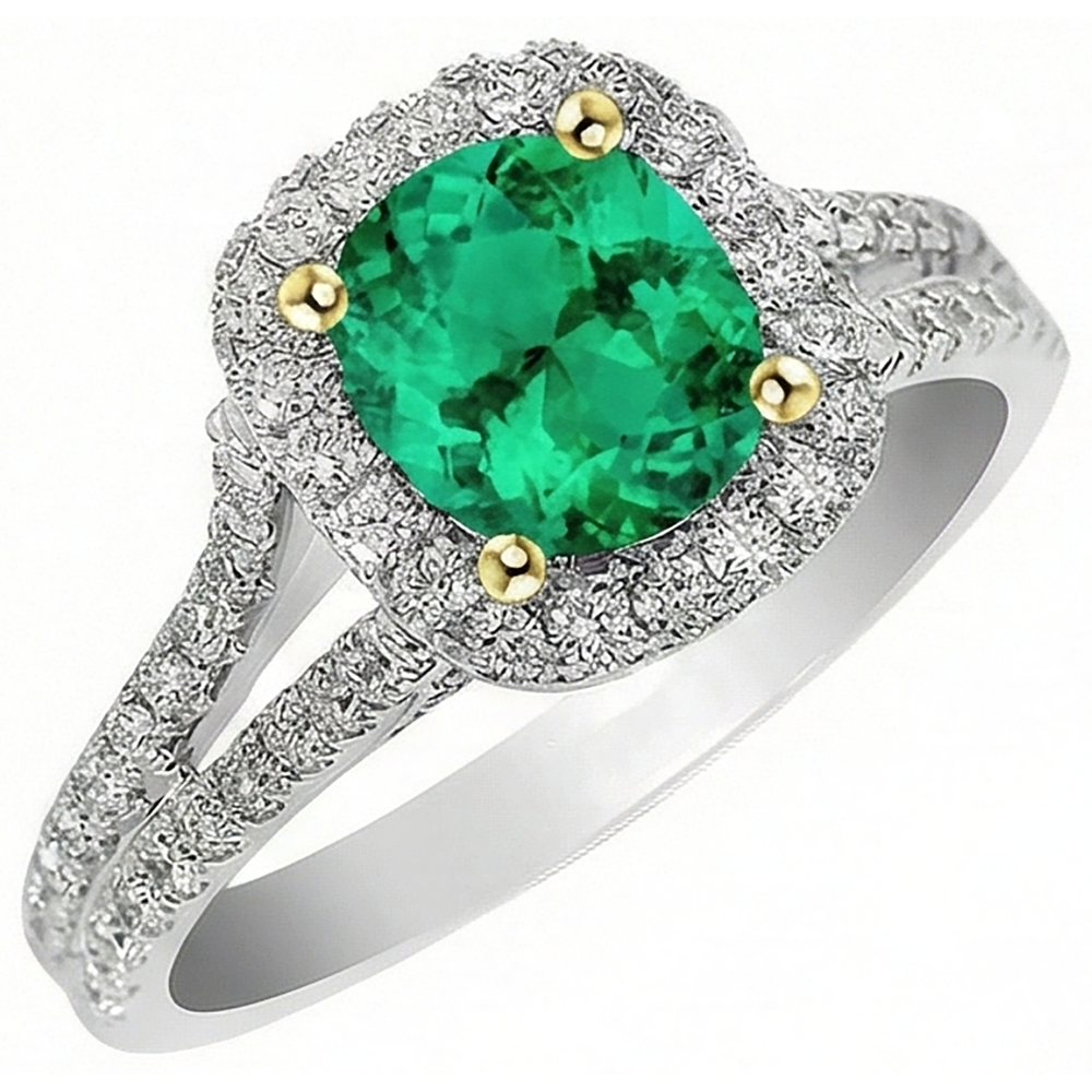 Earth-Mined Colombian Emerald Gemstone Ring – profile view