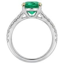 Real Fine Emerald Colored Stone Ring 3.50 ct Two-Tone 14K Gold – top view