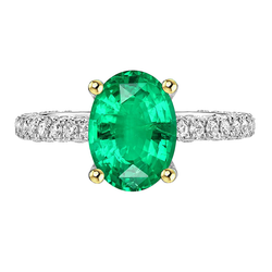 Sophisticated GIA Certified Fine Emerald Colored Stone Ring
