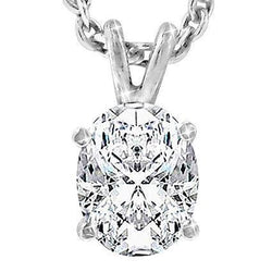 Oval Cut Genuine Natural Earth Mined Diamond Necklace Pendant Solid White Gold Jewellery 3 Carats