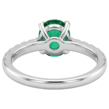 Oval Cut Colombian Emerald ring in Two-Tone 14K Gold – back view