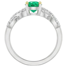Natural Fine Emerald Colored Stone Ring 1 ct 14 Karat Two Tone Gold – back view