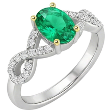 Fine Emerald Colored Stone Ring 1-ct 14 Karat Two Tone Gold – angle view