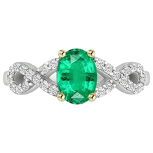 Fine Emerald Colored Stone Ring 1-ct 14 Karat Two Tone Gold – profile view