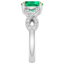 Fine Emerald Oval Cut Colored Stone Ring in 14 Karat Two Tone Gold – top view