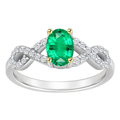 Sparkling Fine Emerald Colored Stone Ring 1 ct – main view
