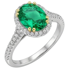 Gemstone Ring 14 Karat Two Tone Gold with Fine Emerald – side view