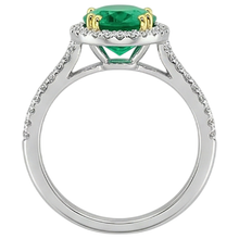 Fine Emerald Gemstone Ring 4-ct 14 Karat Two Tone Gold – back view
