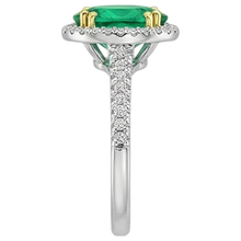 Gemstone Ring 14 Karat Two Tone Gold with Fine Emerald – top view