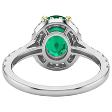 Real Colombian Emerald Precious Stone Ring 2.50 ct Two-Tone 14K Gold – back view