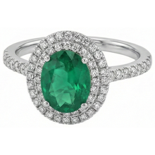Oval Cut Green Emerald Halo Round Natural Earth Mined DIAMOND ( NOT LAB GROWN ) Gemstone Ring 4.35 Carat WG 14K