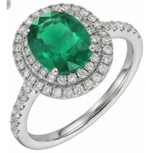 Oval Cut Green Emerald Halo Round Natural Earth Mined DIAMOND ( NOT LAB GROWN ) Gemstone Ring 4.35 Carat WG 14K