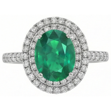 Oval Cut Green Emerald Halo Round Natural Earth Mined DIAMOND ( NOT LAB GROWN ) Gemstone Ring 4.35 Carat WG 14K