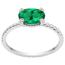 Colombian Emerald Precious Stone Ring 2-ct 14 Karat Two Tone Gold – profile view