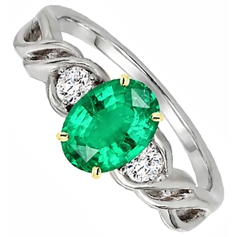 Earth-Mined Emerald Colored Stone Ring – angle view