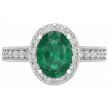 Oval Cut Green Emerald With Round Natural Earth Mined Diamonds 4.75 Carats Ring 14K White Gold