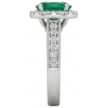 Oval Cut Green Emerald With Round Natural Earth Mined Diamonds 4.75 Carats Ring 14K White Gold
