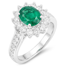 Oval Cut Green Emerald & Natural Earth Mined Diamonds 4.75 Carats Wedding Ring White Gold 14K