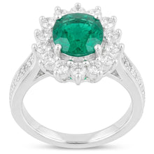 Oval Cut Green Emerald & Natural Earth Mined Diamonds 4.75 Carats Wedding Ring White Gold 14K
