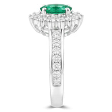 Oval Cut Green Emerald & Natural Earth Mined Diamonds 4.75 Carats Wedding Ring White Gold 14K