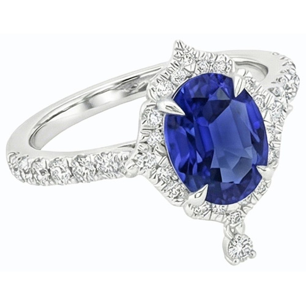 natural round sapphire 5.50ct ring profile view