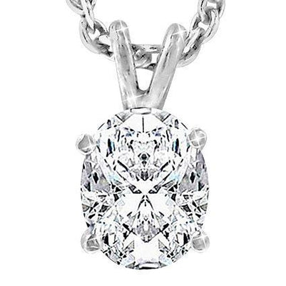 Oval Cut Natural Diamond Necklace Pendant 3 Carats Solid White Gold Jewelry