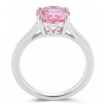 Oval Cut Pink Kunzite And Natural Earth Mined Diamond Ring White Gold 14K 10.50 Ct