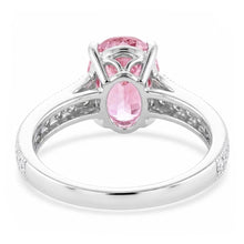 Oval Cut Pink Kunzite And Natural Earth Mined Diamond Ring White Gold 14K 10.50 Ct