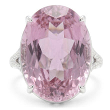 Oval Cut Pink Kunzite Natural Earth Mined Diamond Gemstone Ring 20.50 Ct White Gold 14K