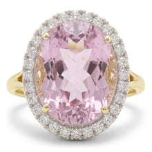 Oval Cut Pink Kunzite With Round Natural Earth Mined Diamond Wedding Ring 21.50 Carats