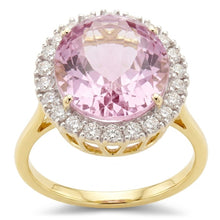 Oval Cut Pink Kunzite With Round Natural Earth Mined Diamond Wedding Ring 21.50 Carats