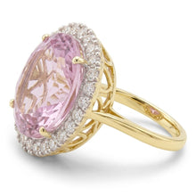 Oval Cut Pink Kunzite With Round Natural Earth Mined Diamond Wedding Ring 21.50 Carats