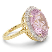 Oval Cut Pink Kunzite With Round Natural Earth Mined Diamond Wedding Ring 21.50 Carats