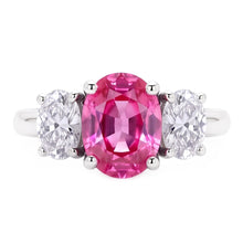 Oval Cut Pink Sapphire And Natural Earth Mined Diamonds 4 Ct Ring White Gold 14K