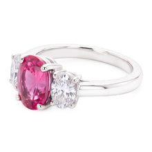 Oval Cut Pink Sapphire And Natural Earth Mined Diamonds 4 Ct Ring White Gold 14K