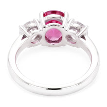 Oval Cut Pink Sapphire And Natural Earth Mined Diamonds 4 Ct Ring White Gold 14K