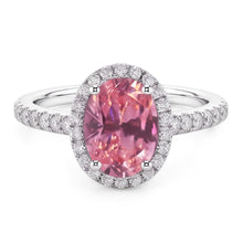Oval Cut Pink Sapphire & Round Natural Earth Mined Diamonds 2.25 Ct Ring 14K White Gold