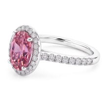 Oval Cut Pink Sapphire & Round Natural Earth Mined Diamonds 2.25 Ct Ring 14K White Gold