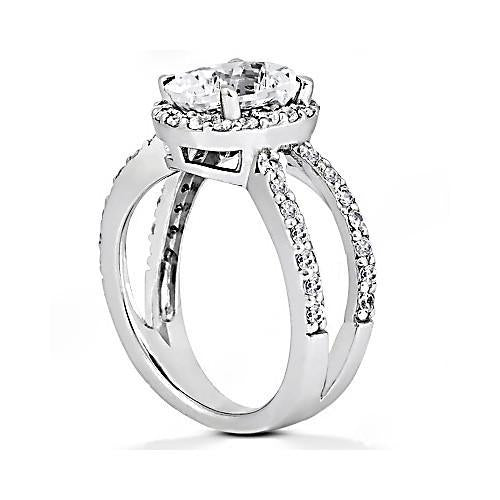 Oval Cut Real Diamond Engagement Ring 1.66 Carat White Gold