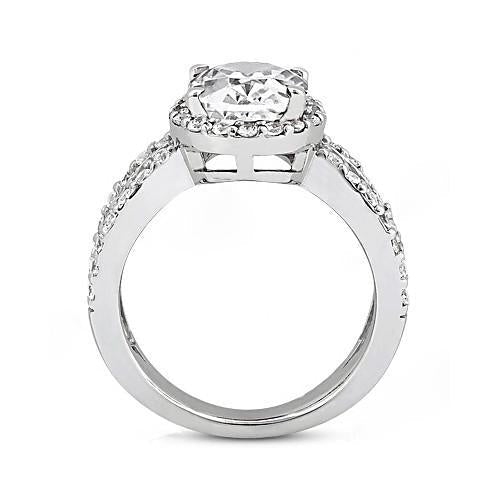 Oval Cut Real Diamond Engagement Women Halo Ring White Gold