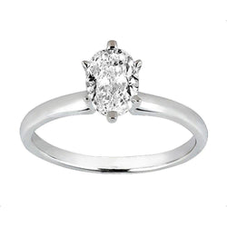 Oval Cut Real Diamond Solitaire Ladies Ring 1.01 Carat White Gold 14K