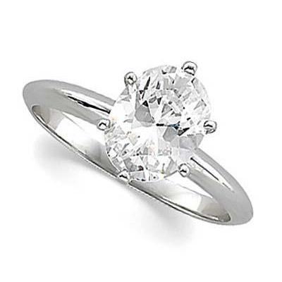 Oval Cut Real Diamond Solitaire Ring 1.50 Carats 14K White Gold