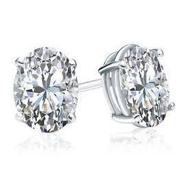 Oval Cut Real Diamond Stud Earrings 5 Ct White Gold Fine Jewelry